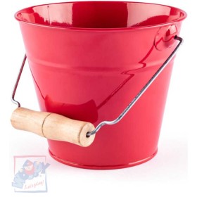 WOODY Kyblík dětský zahradní červený kov 15cm dřevěná rukojeť