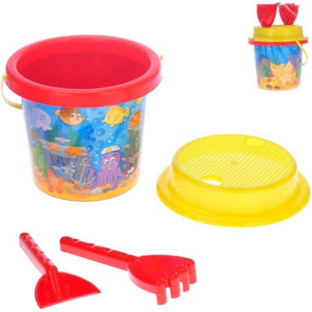 Mořský svět baby pískový set 4ks kyblík 16cm se sítkem a doplňky