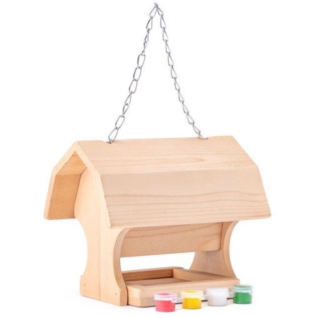 WOODY DŘEVO Krmítko pro ptáčky natur set s barvičkami *DŘEVĚNÉ HRAČKY*