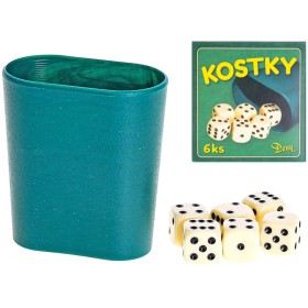 Hra Kostky hrací set 6ks s kelímkem plast v krabici
