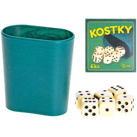 Hra Kostky hrací set 6ks s kelímkem plast v krabici