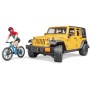 BRUDER 02543 Auto Jeep Wrangler Rubicon Unlimited set s kolem a cyklistou