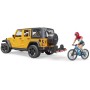 BRUDER 02543 Auto Jeep Wrangler Rubicon Unlimited set s kolem a cyklistou