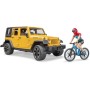BRUDER 02543 Auto Jeep Wrangler Rubicon Unlimited set s kolem a cyklistou