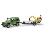 BRUDER 02593 Auto Land Rover Defender s přepravníkem a mikrobagrem JBC