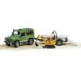 BRUDER 02593 Auto Land Rover Defender s přepravníkem a mikrobagrem JBC