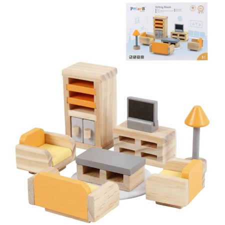 VIGA DŘEVO PolarB Nábytek obývací pokoj doplněk do domečku pro panenky