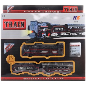 Vlaková souprava vláček historický vláčkodráha s kolejemi na baterie