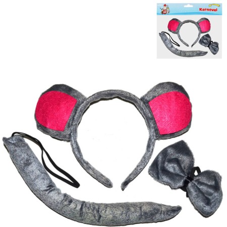 KARNEVAL Myška čelenka s ušima s doplňky *KARNEVALOVÝ DOPLNĚK*