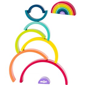 WOODY DŘEVO Duha skládačka balanční oblouky 8 dílků *DŘEVĚNÉ HRAČKY*