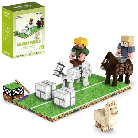 Stavebnice Magnet World 3D magnetická skádačka Jezdecké závody 46 dílků