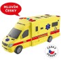 Auto sanitka žlutá na setrvačník 19cm ambulance na baterie Světlo Zvuk CZ
