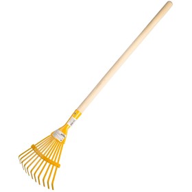 DŘEVO Dětské nářadí pracovní 80cm kovové hrábě planžetové žluté