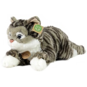 PLYŠ Kočka 42cm šedá mourovatá ležící Eco-Friendly *PLYŠOVÉ HRAČKY*