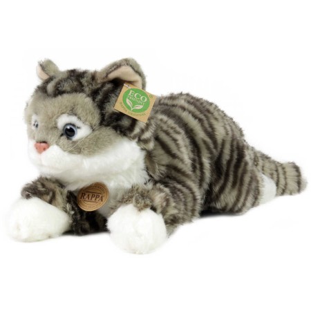 PLYŠ Kočka 42cm šedá mourovatá ležící Eco-Friendly *PLYŠOVÉ HRAČKY*