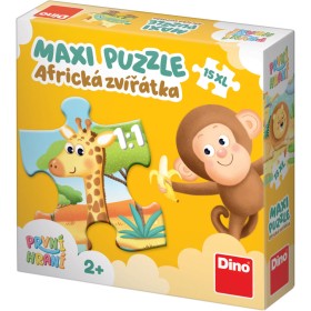 DINO Puzzle maxi baby První hraní Africká zvířátka 47x33cm 15 dílků XL
