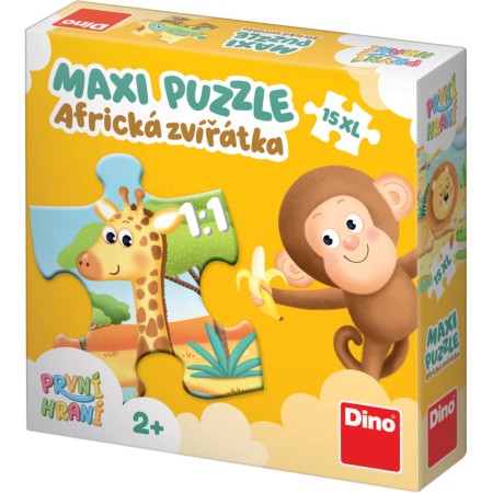 DINO Puzzle maxi baby První hraní Africká zvířátka 47x33cm 15 dílků XL