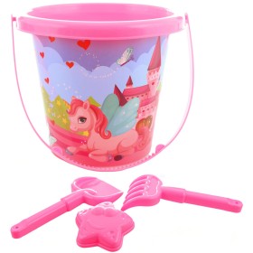 Pískový set kyblík 15cm s formičkou a 2 nástroji Jednorožec sada na písek 4ks