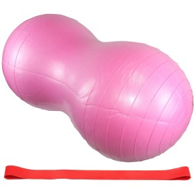 MERCO Míč gymnastický balanční gymball Peanut růžový set s gumou