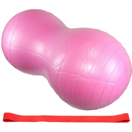 MERCO Míč gymnastický balanční gymball Peanut růžový set s gumou