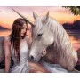 PUZZLE Prime 3D Dívka a jednorožec 31x23cm 100 dílků holografické