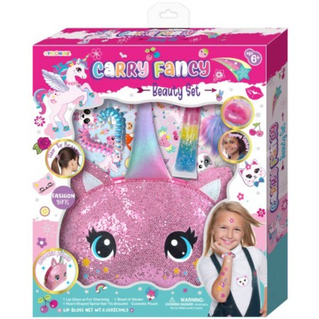 Make-up dětská sada krásy lesk na rty s kosmetickou taškou a nálepkami
