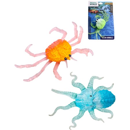Zvířátko vodní mořské natahovací 2 druhy 2 barvy plast/silikon