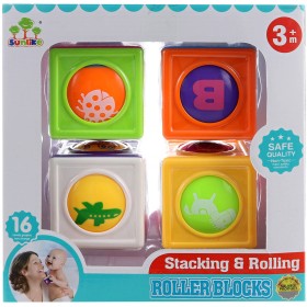 Kostky baby stohovací s kuličkou vzdělávací set 3ks pro miminko
