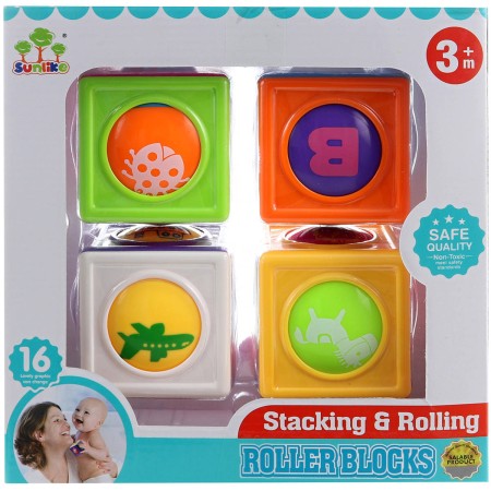 Kostky baby stohovací s kuličkou vzdělávací set 3ks pro miminko