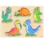 DŘEVO Vkládačka veselí dinosauři puzzle vkládací na desce 5 dílků