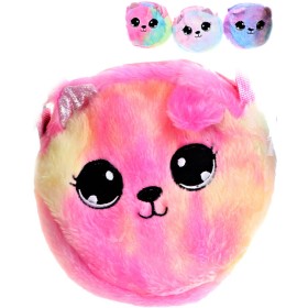 Kabelka přes rameno kočička 18x18cm kulatá taštička 4 barvy PLYŠ