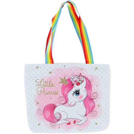 Kabelka přes rameno jednorožec 27x22cm třpytivá taštička duhová ucha