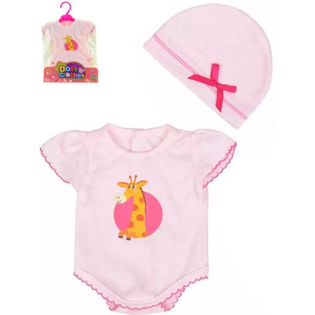 Oblečení pro panenku miminko 36-46cm žirafa body s čepičkou
