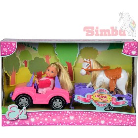 SIMBA Evi Love panenka Evička 12cm set s džípem a přívěsem pro koně