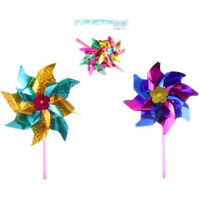 Větrník klasický lesklý barevný plastová tyčka set 2ks v sáčku