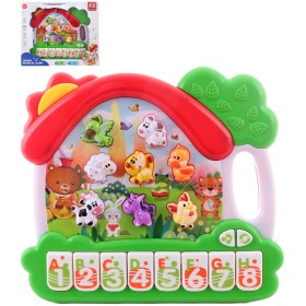 Piánko dětský keyboard naučný zvířátka na baterie Světlo Zvuk AJ