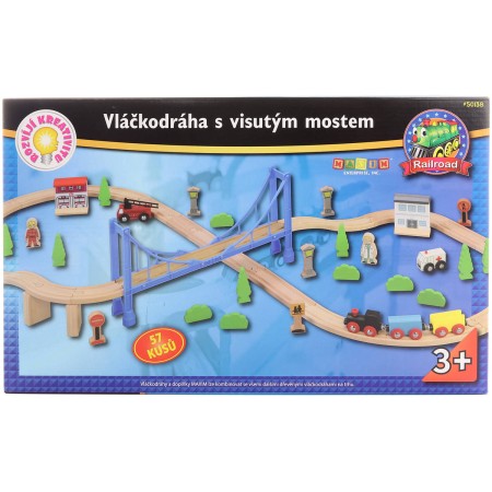 MAXIM DŘEVO Vláčkodráha s mostem 57 dílků *DŘEVĚNÉ HRAČKY*