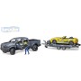 BRUDER 02504 RAM Roadster Racing Team set odtahovka se sporťákem a figurkou