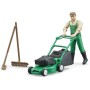 BRUDER 62103 Herní set figurka zahradník + sekačka na trávu se 2 nástroji