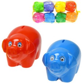 Pokladnička dětská barevná prasátko 17cm různé barvy