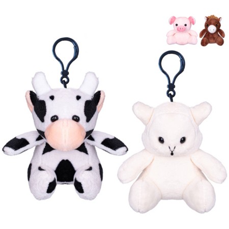 PLYŠ Klíčenka zvířátko farma přívěsek na klíče 4 druhy