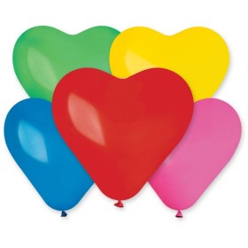 GEMAR Balónek nafukovací srdce pastelové barvy 25cm 5 barev 1ks