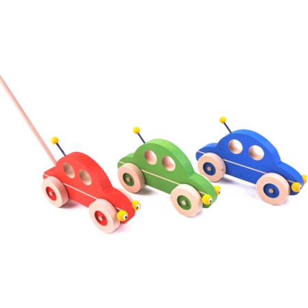 CEEDA DŘEVO Auto jezdík na tyči 3 barvy *DŘEVĚNÉ HRAČKY*