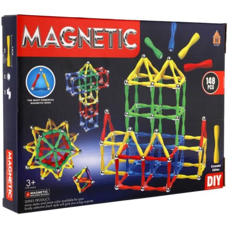 Stavebnice magnetická 148 dílků skládačka 3D plast/kov v krabici