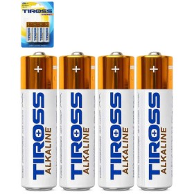 Baterie AA alkalická LR6 1,5V Tiross set 4ks na kartě