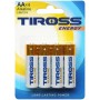 Baterie AA alkalická LR6 1,5V Tiross set 4ks na kartě