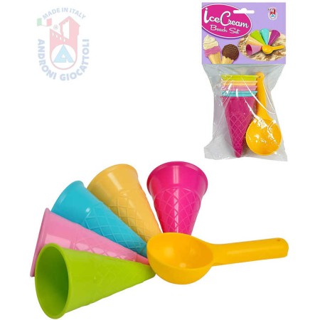 ANDRONI Zmrzlina pískový set formička zmrzlinový kornout 5ks + naběračka