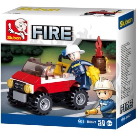 SLUBAN Fire Auto hasičské jeep 58 dílků + 1 figurka STAVEBNICE