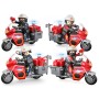 Stavebnice figurka hasič na motorce s doplňky na baterie Světlo 4 druhy