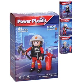 Stavebnice figurka hasič s doplňky plast 4 druhy v krabici